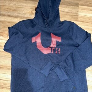 True Religion Hoodie Horseshoe Logo Pullover Navy Heather Red